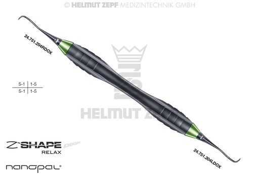 [24.228.04SDOX] Dental scaler, Z-Shape Relax ergonomic handle, yellow-green - Helmut Zepf (24.228.04SDOX) - Delynov