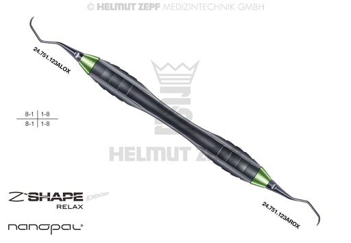 [24.228.23AOX] Periodontal scaler, Z-Shape Relax handle, yellow-green - Helmut Zepf (24.228.23AOX) - Delynov