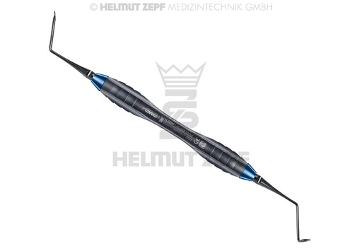 [46.045.03OX] Instrument chirurgical manche bleu Dr. Zeltner, droit avec extrémité courbée en forme de Z - Helmut Zepf (46.045.03OX) - Delynov