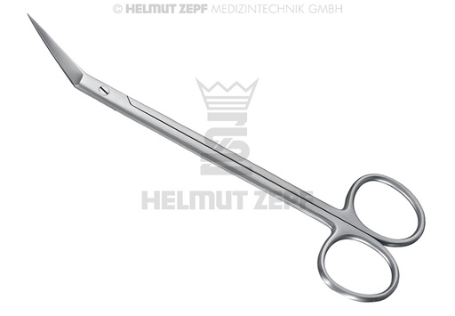 [46.111.16] Angled serrated gum scissors, 16 cm - Helmut Zepf (46.111.16) - Delynov