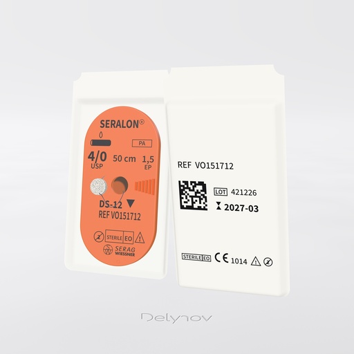 [VO151712] SERALON non-absorbable blue (4/0) DS-12 needle of 50 CM box of 24 sutures - Serag & Wiessner (VO151712) - Delynov