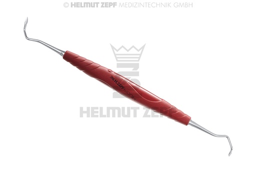 [46.040.09] COUTEAU PARODONTAL FIG. 3. ORBAN 1/2 MODIFIE. A DEUX EXTREMITES. MANCHE BIONIK ROUGE-VIOLET - Helmut Zepf (46.040.09) - Delynov