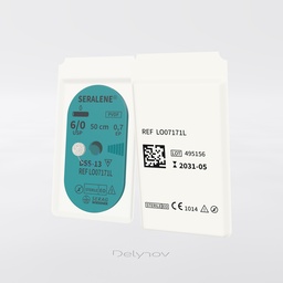 SERALENE non-absorbable blue (6/0) DSS-13 needle of 50 CM box of 24 sutures - Serag & Wiessner (LO07171L) - Delynov