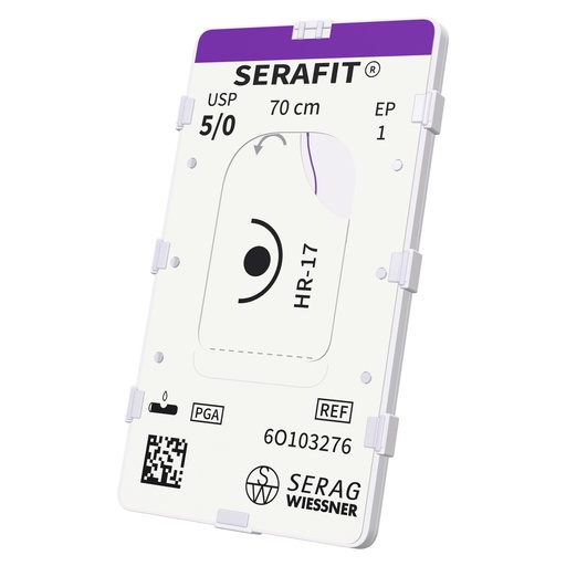 [6O103276] SERAFIT absorbable violet (5/0) HR-17 needle 70 CM box of 24 sutures - Serag & Wiessner (6O103276) - Delynov