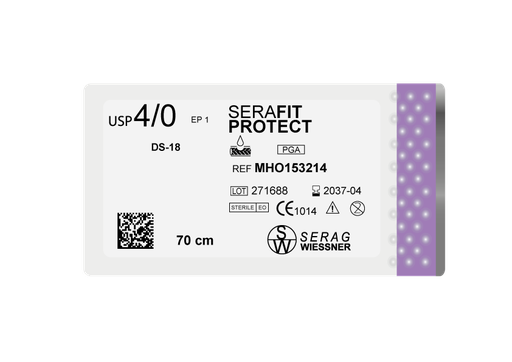 [MHO153214] SERAFIT PROTECT résorbable violet (4/0) aiguille DS-18 de 70 CM boite de 24 sutures - Serag & Wiessner (MHO153214) - Delynov
