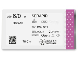 [3O07321S] SERAPID résorbable incolore  (6/0) aiguille DSS-10 de 70 CM boite de 24 sutures - Serag & Wiessner (3O07321S)