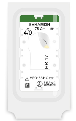 [MEO15341C] SERAMON non résorbable incolore (4/0) aiguille HR-17 de 75 CM boite de 24 sutures - Serag & Wiessner (MEO15341C) - Delynov