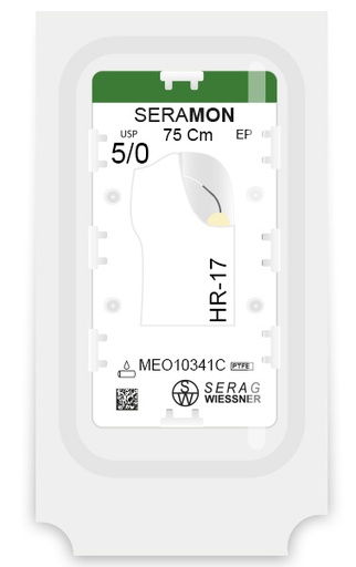 [MEO10341C] SERAMON non résorbable incolore (5/0) aiguille HR-17 de 75 CM boite de 24 sutures - Serag & Wiessner (MEO10341C) - Delynov