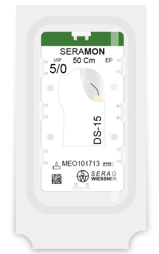 [MEO101713] SERAMON non résorbable incolore (5/0) aiguille DS-15 de 50 CM boite de 24 sutures - Serag & Wiessner (MEO101713) - Delynov
