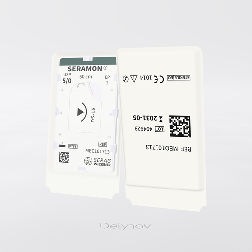 [MEO101713] SERAMON non-absorbable colorless (5/0) DS-15 needle 50 CM box of 24 sutures - Serag & Wiessner (MEO101713) - Delynov