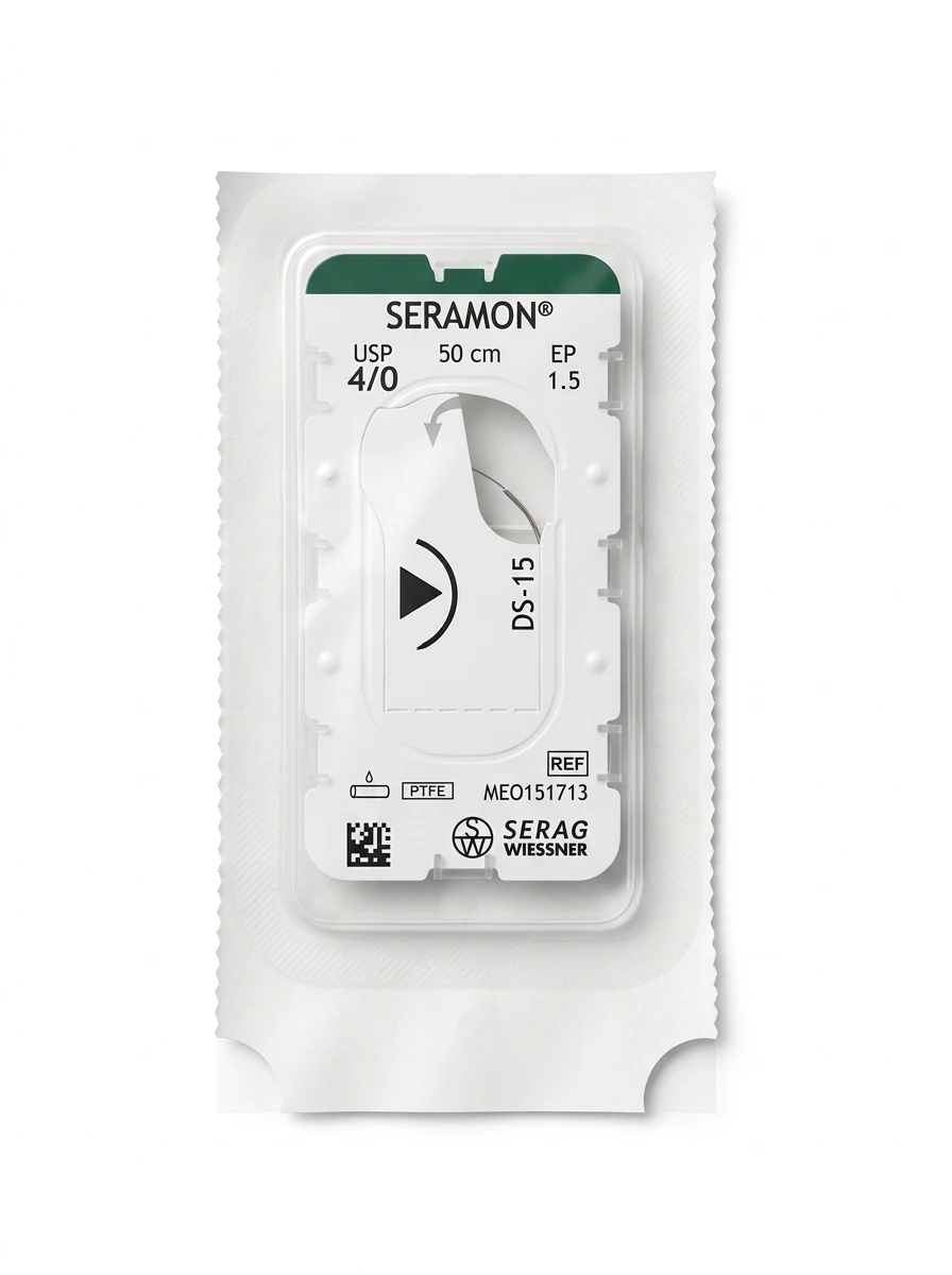 [MEO151713] SERAMON non-absorbable clear (4/0) DS-15 needle 50 CM box of 24 sutures - Serag & Wiessner (MEO151713) - Delynov