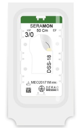 [MEO20171M] SERAMON non résorbable incolore  (3/0) aiguille DSS-18 de 50 CM boite de 24 sutures - Serag & Wiessner (MEO20171M) - Delynov