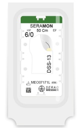 [MEO07171L] SERAMON non résorbable incolore  (6/0) aiguille DSS-13 de 50 CM boite de 24 sutures - Serag & Wiessner (MEO07171L) - Delynov