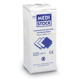 [M13101S2] X1 carton de 20 boîtes de 50 sachets x 2 compresses non tissées 5x5 cm stériles - 4 plis - MEDI STOCK (M13101S2) - Delynov