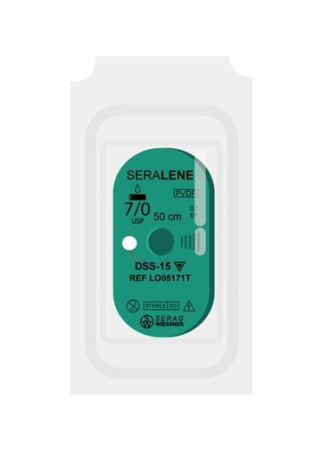 [LO05171T] SERALENE non-absorbable blue (7/0) needle DSS-15 of 50 CM box of 24 sutures - Serag & Wiessner (LO05171T) - Delynov