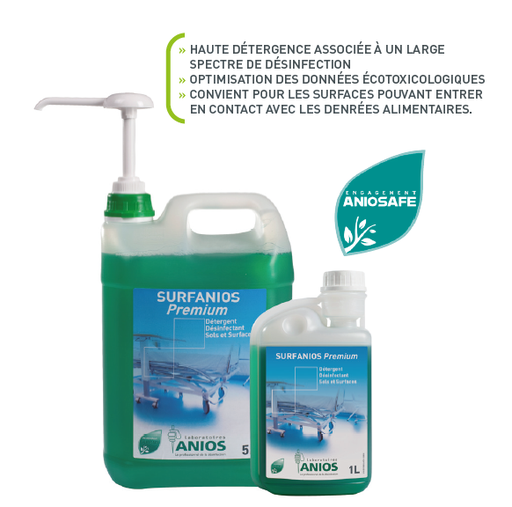 [1917036] Carton de 4 x 5 L - Bidons de 5 L avec 1 pompe de 20 ml - SURFANIOS PREMIUM - Anios (1917036) - Delynov