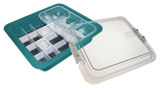 [20Z455J] Tubs à matériaux complète avec accessoires (31,9 x 28,5 x 10,2 cm) turquoise - ZIRC - Delynov