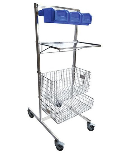 [ST40] Sterilization Double-Faced Trolley with 4 Hooks and 4 Levels (Made in France) - Alter Médical (ST40) - Delynov